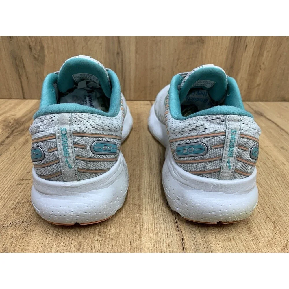 Brooks Glycerin 20 Womens Running Shoes White Aqua Coral Size 10.5 B 1203691B061